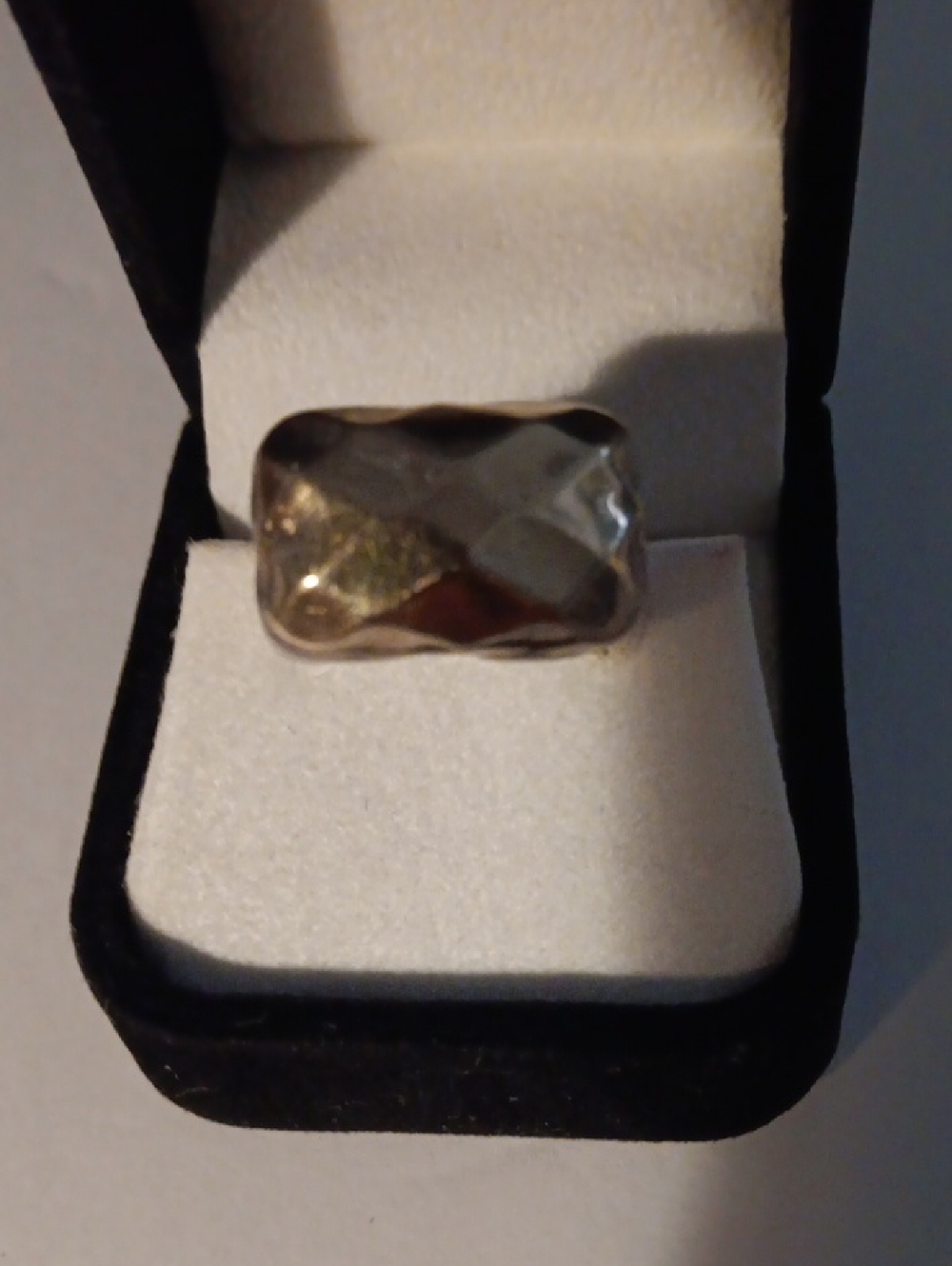 Dian Malouf Faceted Wide Sterling Silver Ring With 18kt Surface/Dome Top Size 7